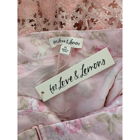 For Love & Lemons Pink Floral Maxi Dress Size XL Sleeveless Pleated Open Back - Picture 6 of 7